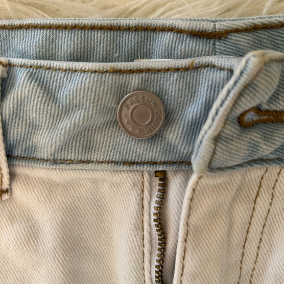 PacSun Patchwork Light Blue and White Denim Cutoff Shorts - Picture 2 of 5